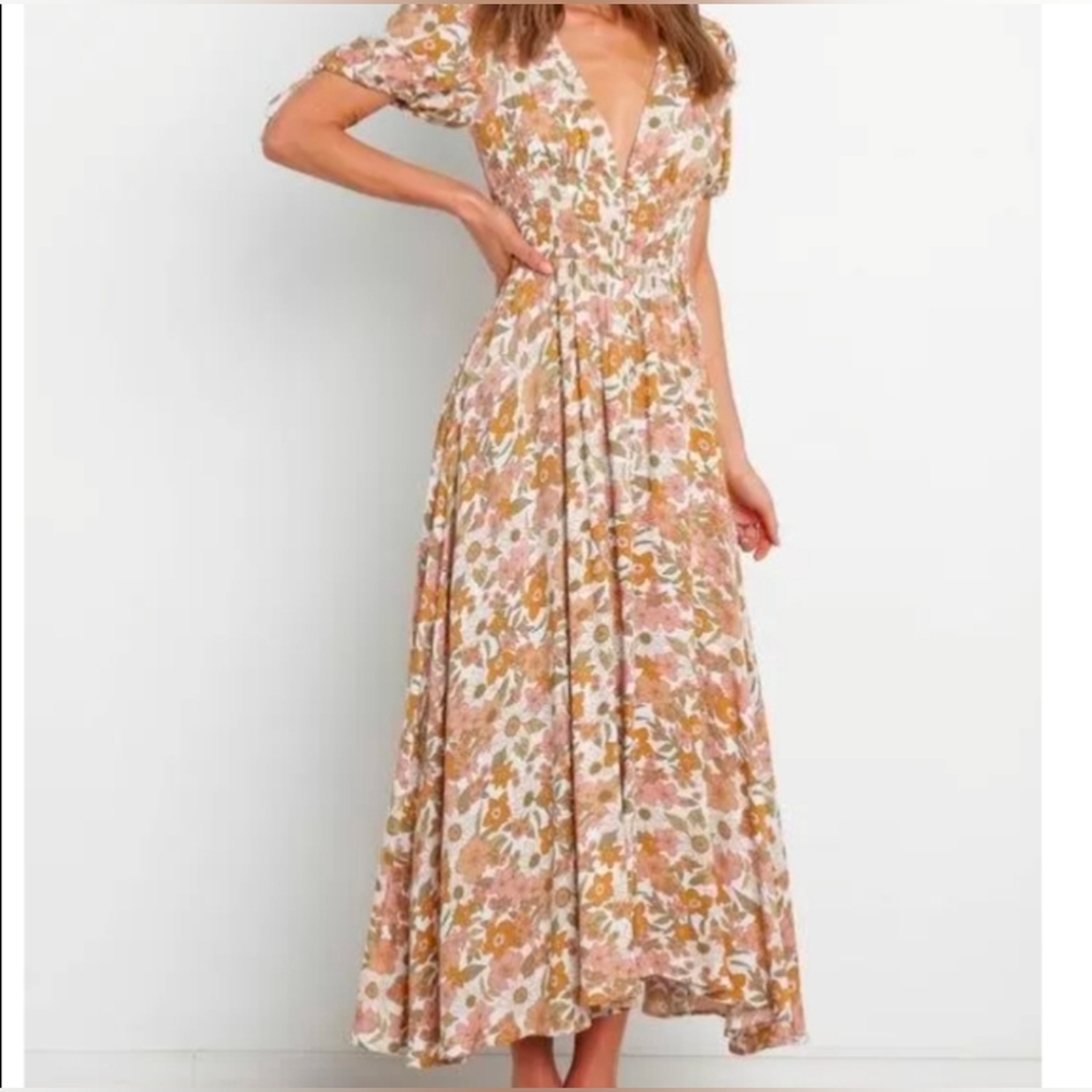 Hello Molly Floral Puff Sleeve Maxi Dress